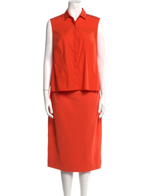Akris Punto 16 Orange Sleeveless Popover Shirt Dress