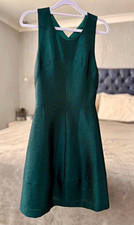 H&M Green A-Line Short Dress Round Neck Sleeveless Cut Out Lined - UK Size 10