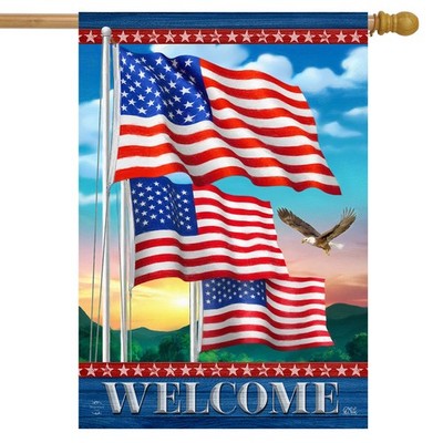 Briarwood Lane Waving American Flags Welcome House Flag