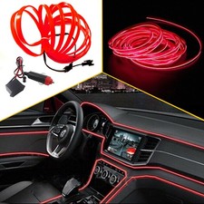 5m Led Car Interior Decor Atmosphere Wire Strip Light Lamp Accessories 12v Red