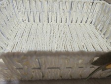 Set Di 2 Ceste In Vimini Bianco Intrecciato A Mano – Rettangolari 44/48x37x12 Cm, Eleganti E Versatili Per Casa E Natale