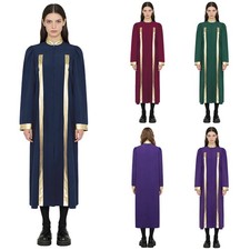 Women's Clergy Robes Church Choir Robes Long Sleeve Metallic Trims Maxi Dress