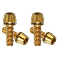 4pz Bullone Stelo Bici M6x18mm Titanio Testa Conica Esagonale Bullone con Rondella Oro
