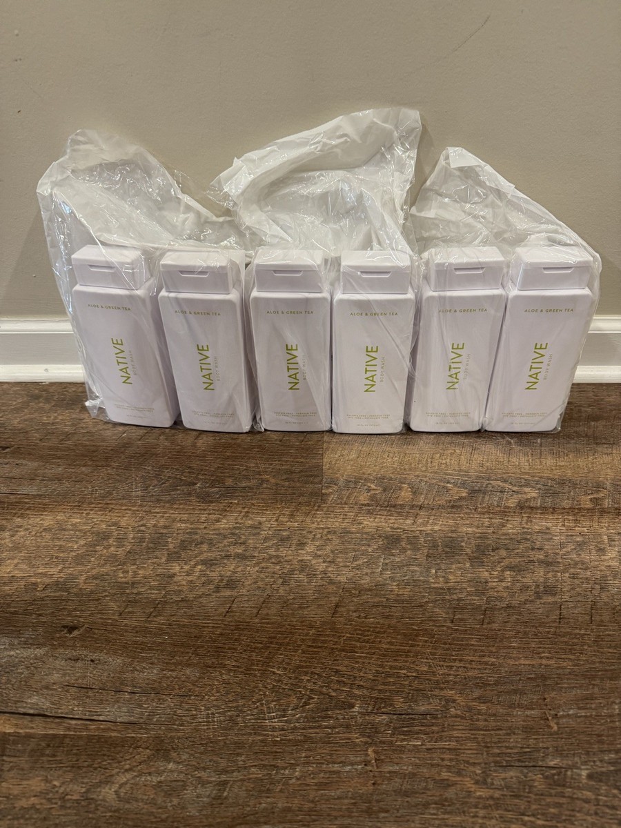 Brand New Lot of 6 - Native Body Wash, Aloe Vera And Green Tea 18 fl oz