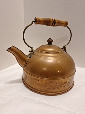 Paul Revere Ware Copper Kettle Teapot With Wood Handle Signed Rome NY Read Pics