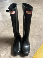 Hunter Original Tall Rain Boots for Women, Size US 8 - Black