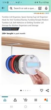 2 Pack Tumbler Lid Organizer Space Saving Cup Lid Hook Selfadhesive Or Drilling