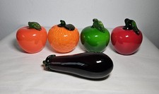 Set of 5 Vintage Murano Style Art Hand Blown Fruits Glass