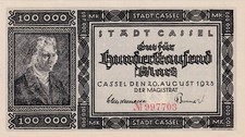 Cassel - Stadt - 100 Tausend Mark - KN klein - Drfa. unten rechts - Keller 718.b