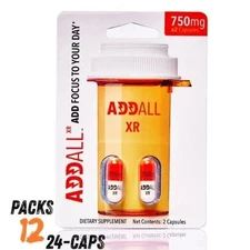 AddAll XR 750mg – Boost Energy, Focus & Clarity – 12 Packs, 24 Caps, Free Ship!