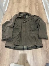 American Eagle Men’s L Canvas Barn Chore Jacket Coat Flannel Lined Distressed