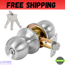 Keyed Entry Door Knob with Lock and Key, Exterior and Interior Door Knob for Bed