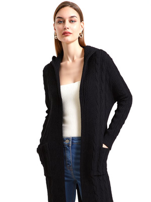 Aniston cardigan long jacket hood black one size 46-48