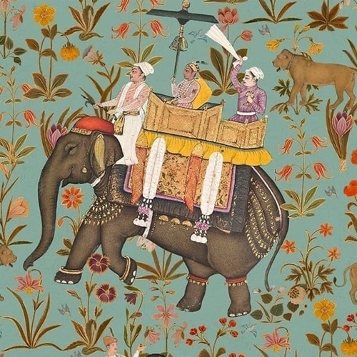 Mind The Gap curtain fabric ‘Hindustan’ Aquamarine 1m 100% Linen - Picture 2 of 4