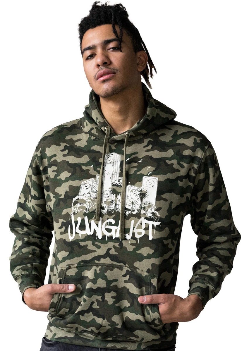 Junglist Camo Hoodie Drum and Bass DnB Printed Mens Womens
