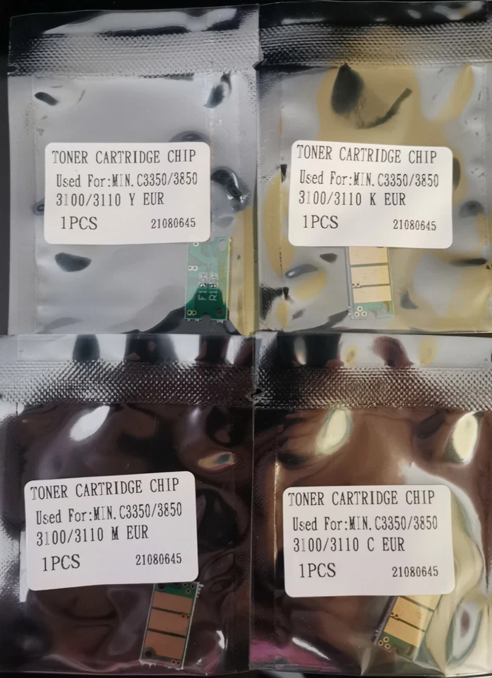 Konica Minolta Bizhub C3110 C3100 TONER Reset Chips Set UK CYMK TNP48