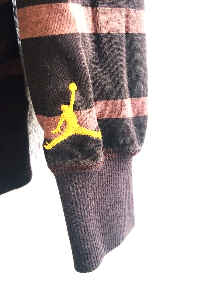 Air Jordan Nike Hoodie Jumpman Pull Logo Zip Brown Horizontal Striped Size M Men - Image 3 of 4