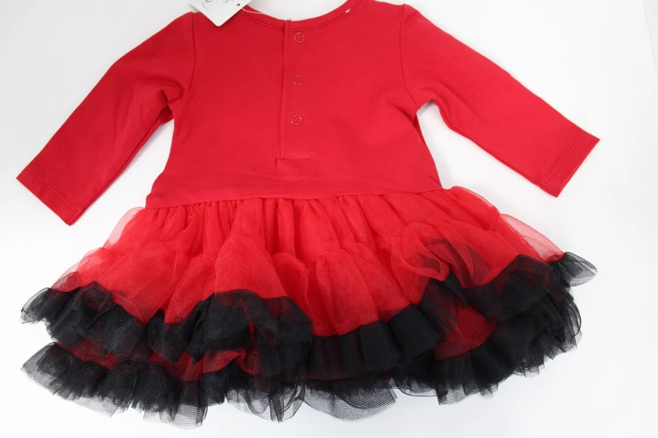FAO Schwarz Manga Larga Volantes Tul Tutú Body Vestido Rojo y Negro Talla 3M Nuevo con Etiquetas Foto 2 de 4