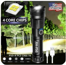 Super-Bright LED Tactical Flashlight Torch Rechargeable