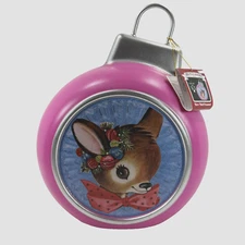 Mr Christmas Blow Mold Reindeer Ornament Pink Table Top LED Illumination Indoor