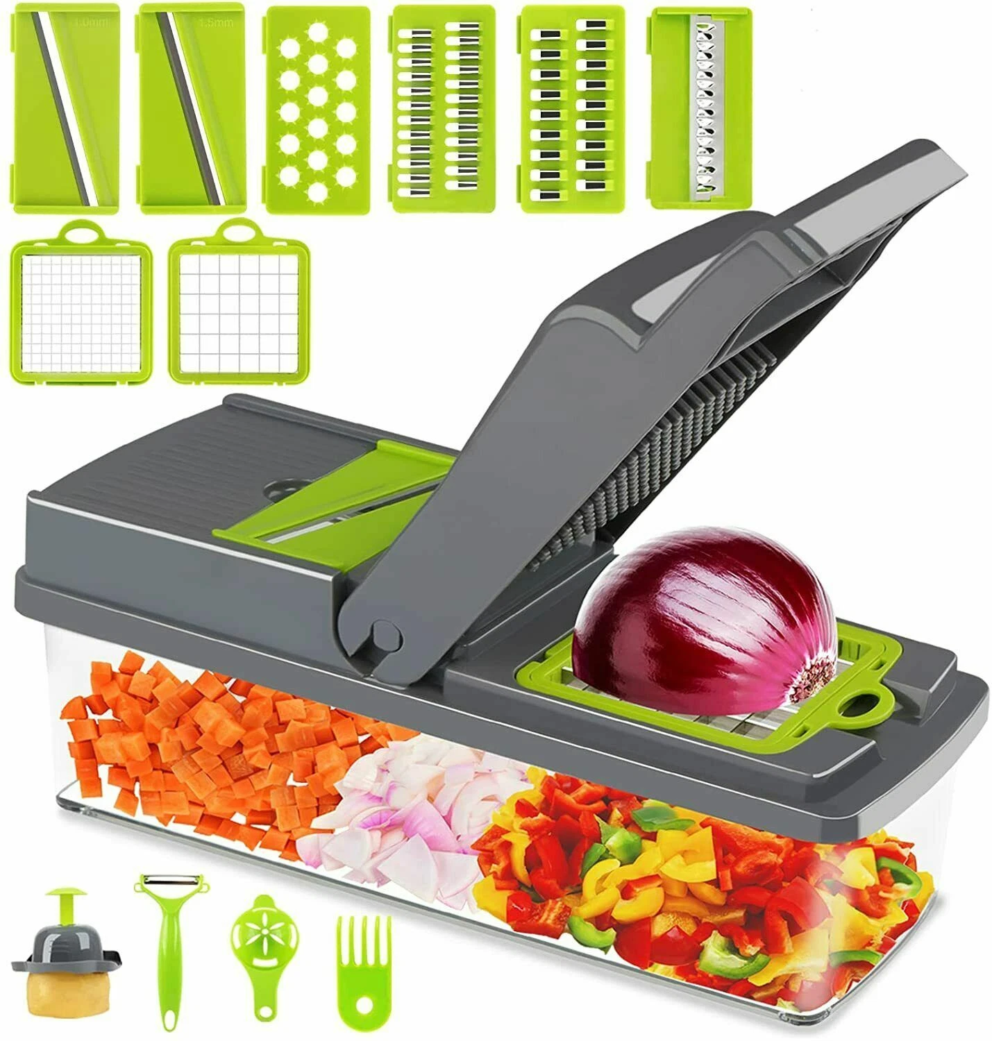 14 In1 Food Vegetable Fruit Peeler Cutter Slicer Dicer Chopper Kitchen Tool