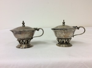 2 X lidded salt cellars pots - 1 is GEORG JENSEN GI 925 S 180 1927