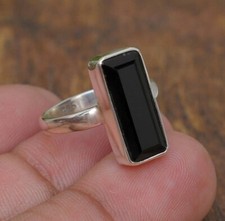 Wonderful Black Onyx Gemstone 925 Sterling Silver Handmade Ring All Size