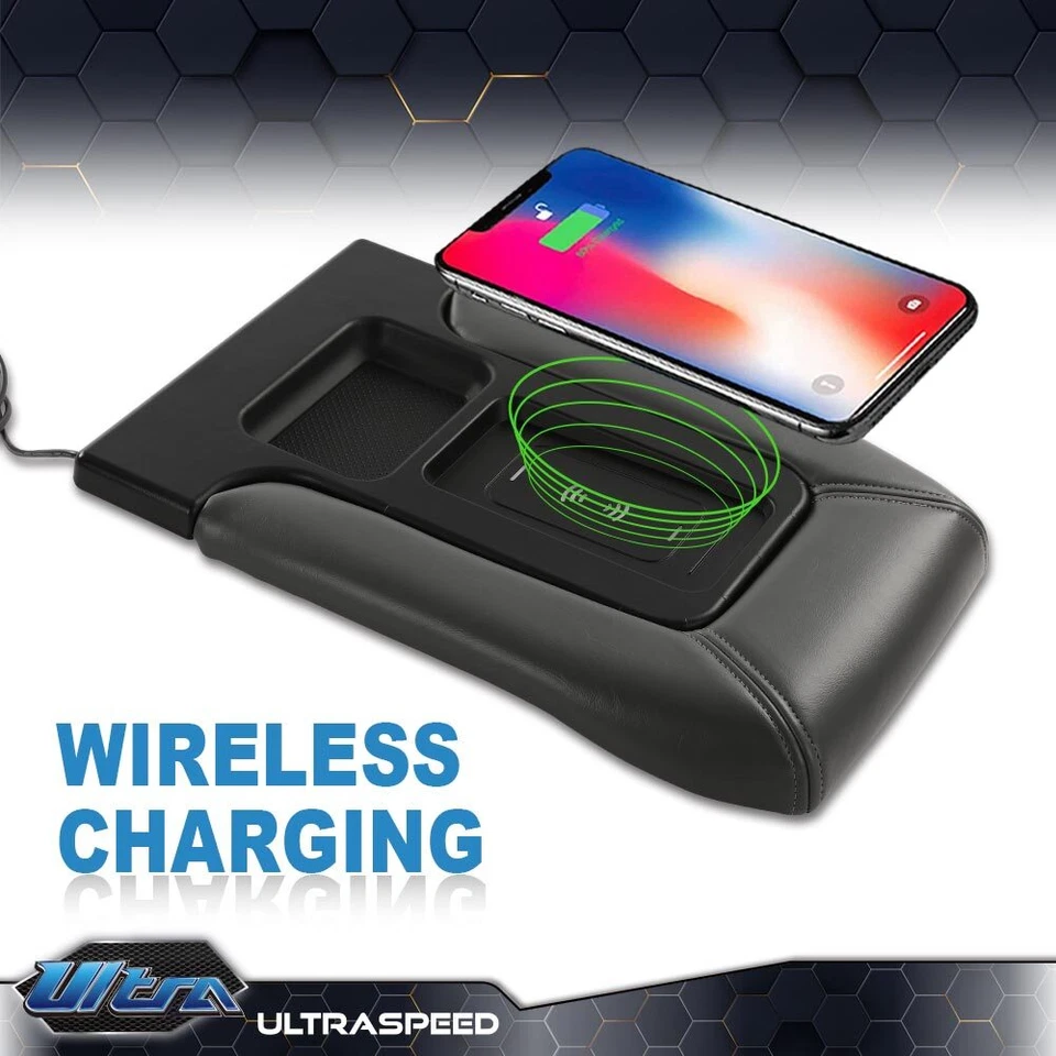 Cargador inalámbrico tapa de consola central gris apto para 01-07 Silverado GMC Chevrolet Foto 3 de 4