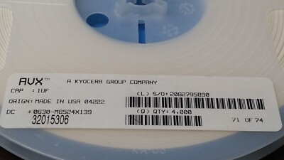 (100 PCS) 0603ZG105ZAT2A AVX Cap Ceramic 1uF 10V Y5V -20% to 80% SMD 0603 85°C