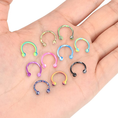 5-18PCS Septum Rings 316L Steel Horseshoe Lip Helix Daith Nose Hoop 14g 16g 20g - Picture 7 of 14