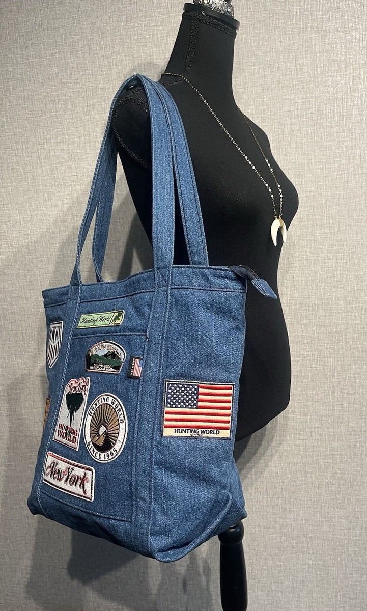 HUNTING WORLD Blue Denim /Patches Tote Bag | eBay HUNTING WORLD Blue Denim /Patches Tote Bag | eBay