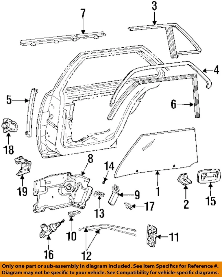 Cristal puerta trasera derecha OEM 1993 1994 1995 1996 1997 Cadillac Seville Foto 3 de 4