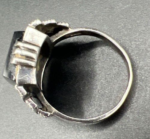 Sterling Silber Markasit und Onyx Damen Ring Größe 8 1/2 Vintage - Bild 6 von 9