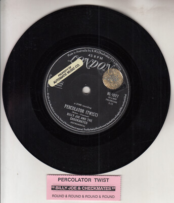 BILLY JOE & THE CHECKMATES  Percolator Twist 7'' 45 rpm record + juke box strip