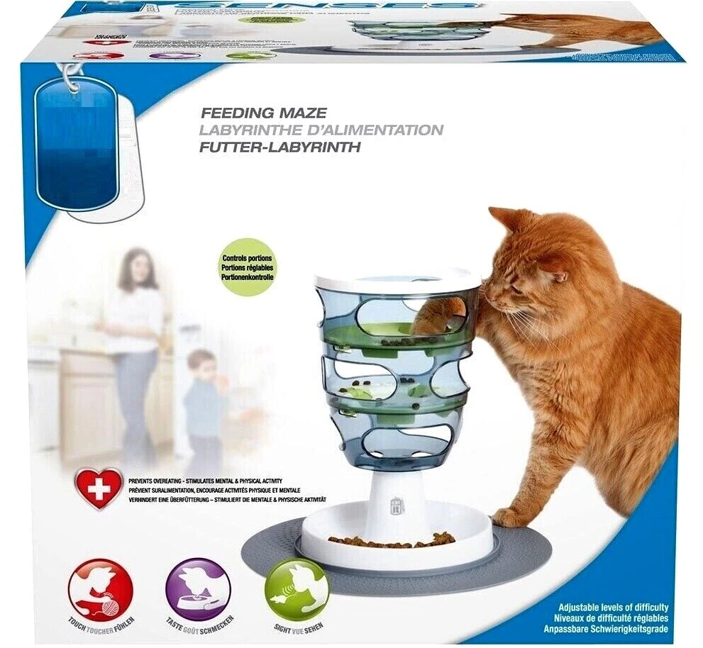 FEEDING MAZE - Cat Food Puzzle Bowl bp PawMits Pet Senses It Active Fun  Feed Toy