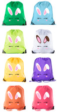 Easter Basket Bags, Bulk Drawstring Backpacks, Party Goody Bags - Bunny Face