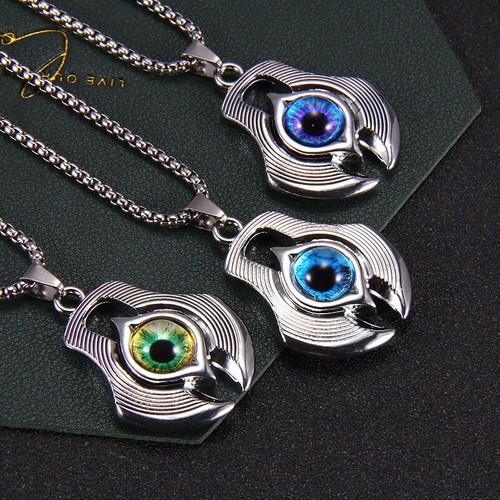 MEN Stainless Steel Creative Metal Demon Evil Eye Pendant Chain Necklace 0202 - Bild 4 von 19