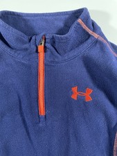 Under Armour Boy's Size 4 Quarter Zip Fleece Navy Blue Orange UA Logo Youth Kids