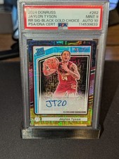 2024-25 Donruss Jaylon Tyson Rated Rookie Auto Black Gold Choice /8 PSA 9 Graded