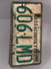 Massachusetts License Plate June 1992 Sticker Green White 606-LMD