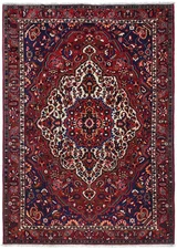 Hand-Knotted Red Oriental Rug 8'6X12 ft Floral Design Wool Farmhouse Carpet