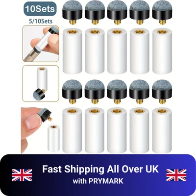 10pcs Set Billiard Screw-on Tips with Pool Cue Stick Ferrules Soft Tips Kit - Image 1 of 4