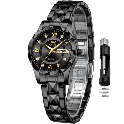OPK Black Watch Women Classic Business Stainless Steel Ladies Watch Easy to R...