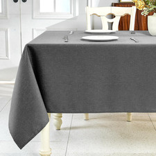 Textured Linen Rectangle Table Cloth, Dark Grey, 60 X 104 Inch Waterproof Wrin
