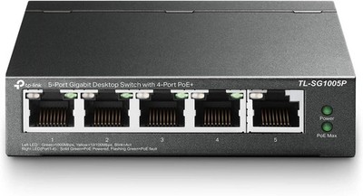 TP-Link TL-SG1005P 5 Port Gigabit Desktop Switch with 4 PoE+ Port 65W