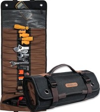 23-Pocket Canvas Tool Roll, Heavy-Duty Tool Wrap Roll,WaterproofCanvasRollUpTool