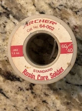 Archer 60/40 Rosin Core Solder .062 Diameter 1.5 Oz No. 64-002 Partially Used