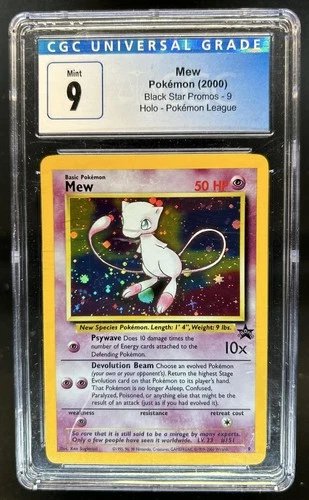2000 Pokemon Black Star Promos Mew Holo Pokemon League #9 CGC 9 Mint