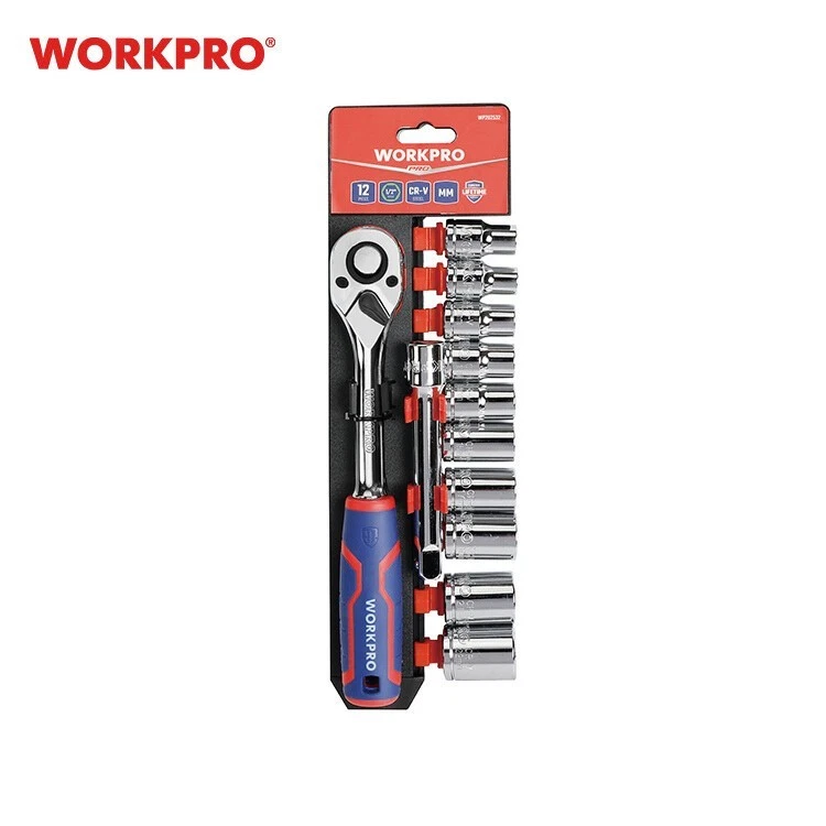 WORKPRO Socket Wrench Set 1/2 Inch Drive 12pcs 10-22mm Ratchet Handle DIY - Image 4 of 4