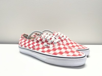 Size 8 - Vans Authentic Blur Check - White Red Canvas Shoes